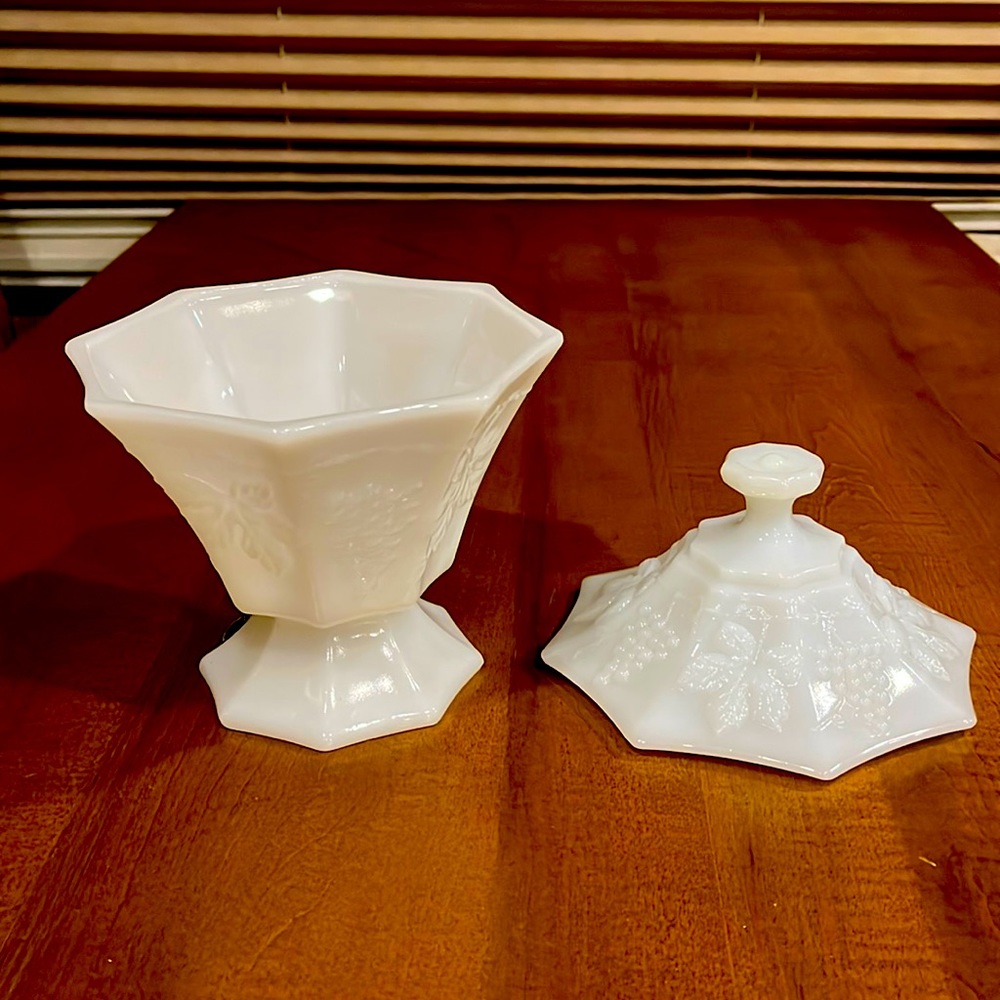 Vintage Anchor Hocking Milk Glass Candy Dish